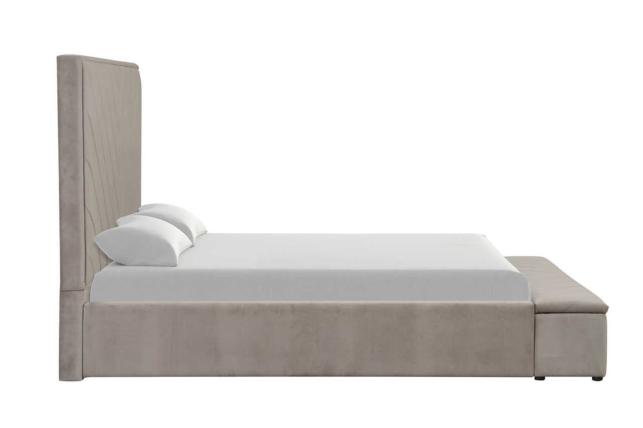Headboard detail of Mio Gray Velvet Queen Bed