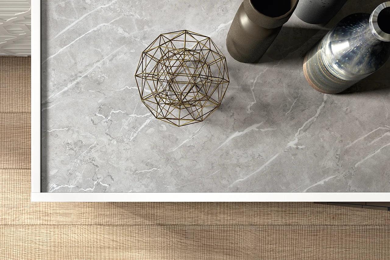 Mara White Modern Traditional Contemporary Marble Top Solid Wood LED Panel Bedroom Set - Ella Furniture