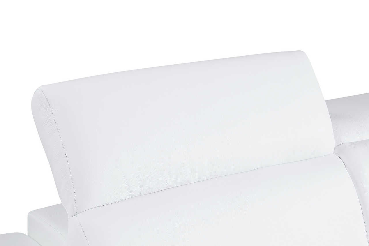 Front angle of Favo White Leather Sectional sofa