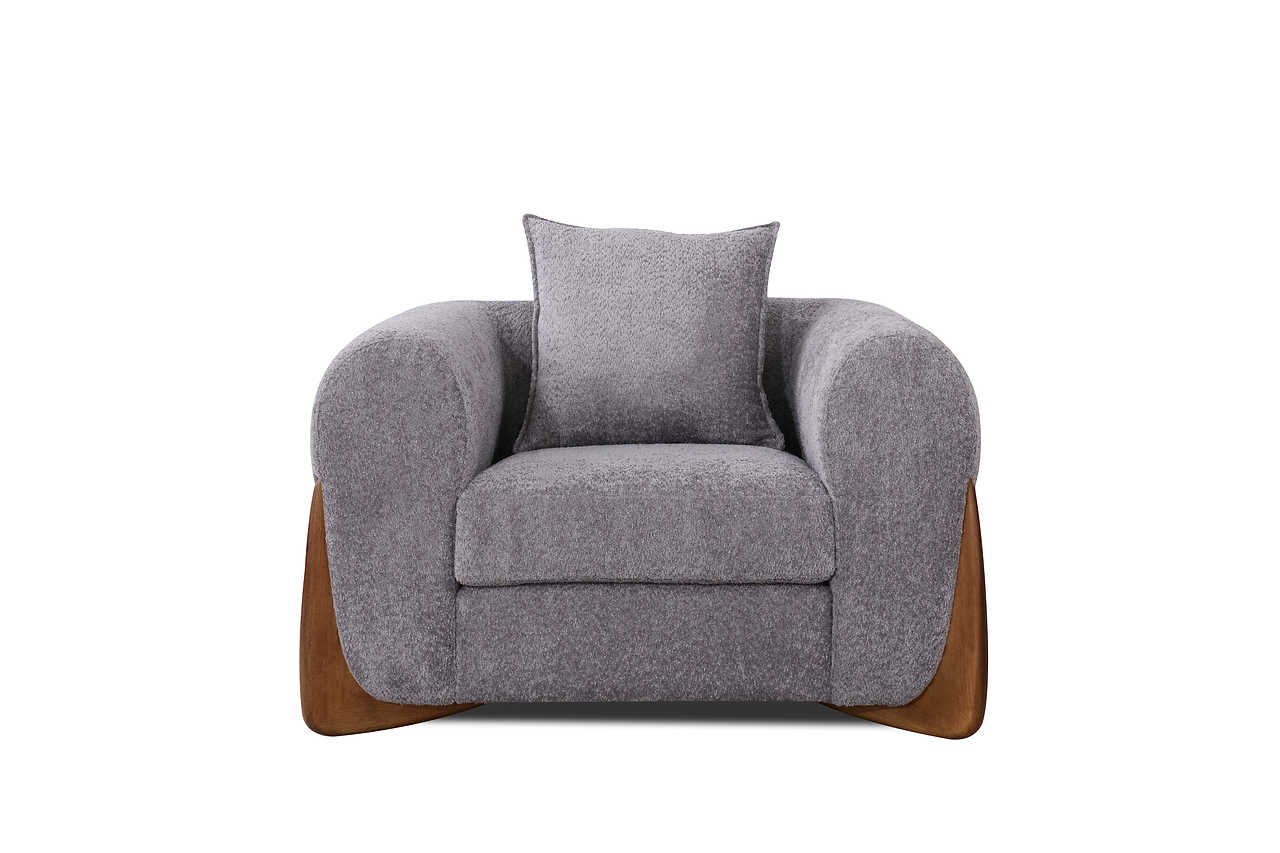Side view of Stylus Pewter loveseat in living room set