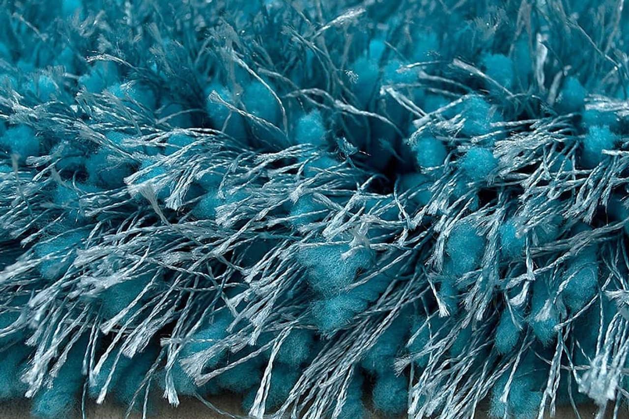 Afro Shag Turquoise Modern Transitional Art Silk Shine Rug side detail
