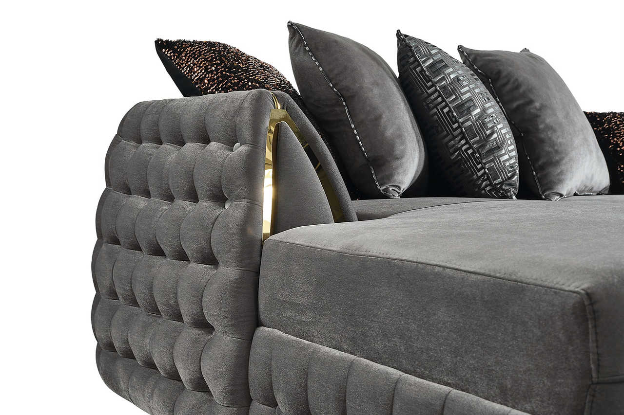 side view of Sicilya Grey Sectional sofa