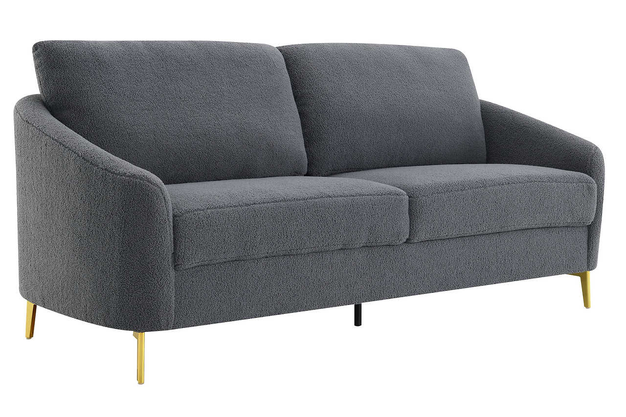 Side perspective of Lila Gray sofa and loveseat