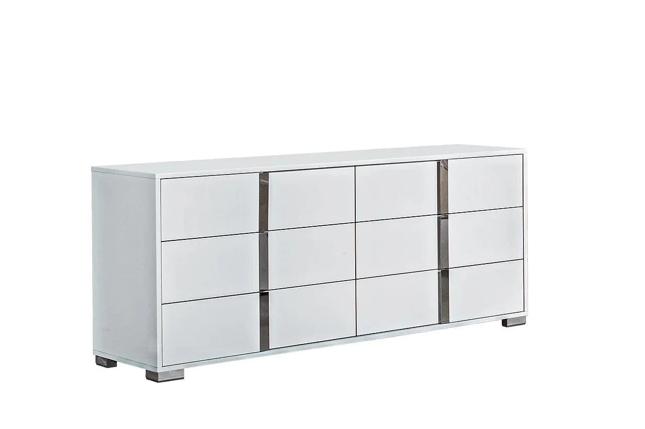 Room setting with Alice White LED Upholstered Panel Bedroom Set bed