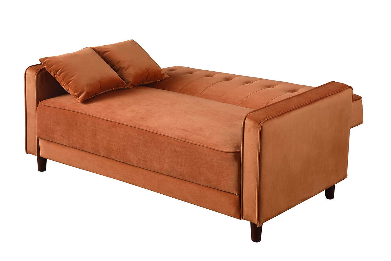Side view of Cozy Rust sofa bed