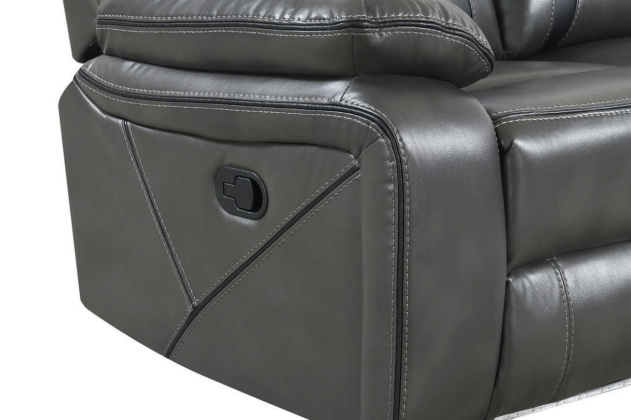 Light grey reclining loveseat with LED light