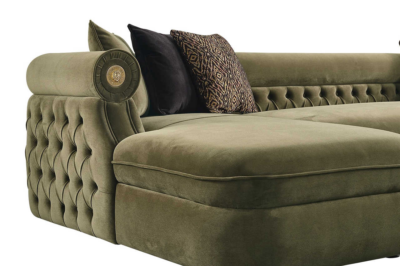 Brooklyn Green Sectional Sofa side view