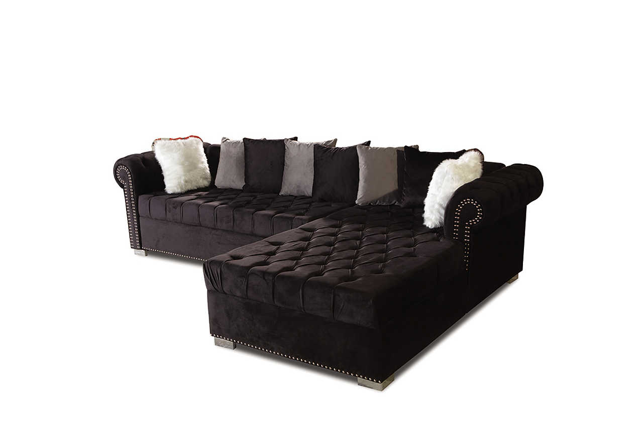 Detail of Milan Black Sectional upholstery and cushions
