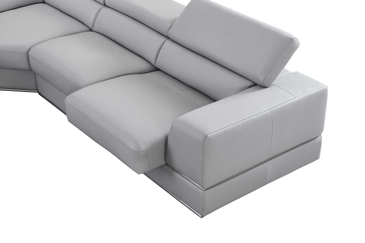 Main view of Pella Light Gray Leather LAF sectional sofa