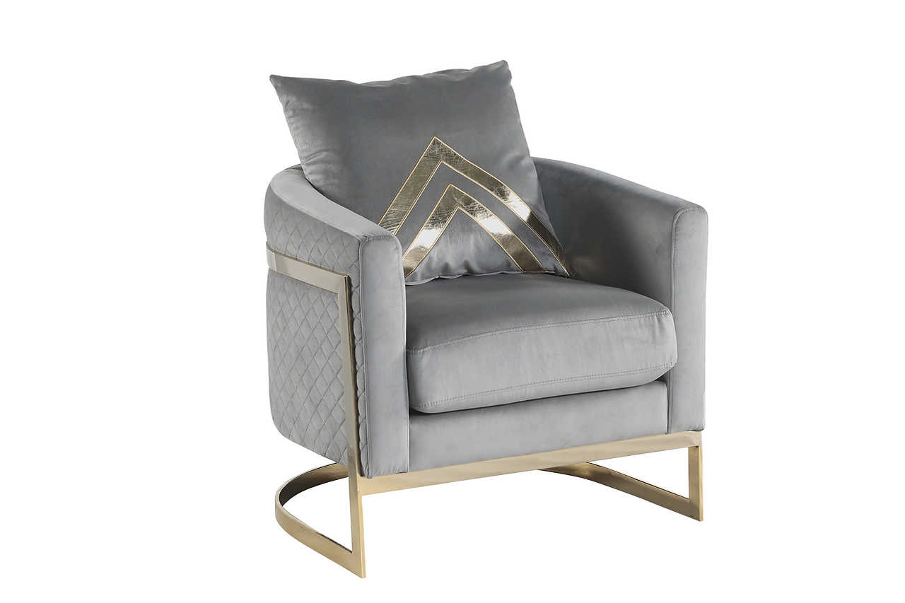 Vista Bonita gray velvet sofa and loveseat, side angled view
