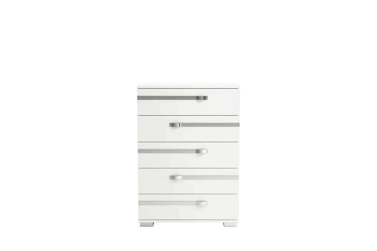 Dream Geo White Modern Contemporary Marble Top Solid Wood 5-Drawers Chest - Ella Furniture