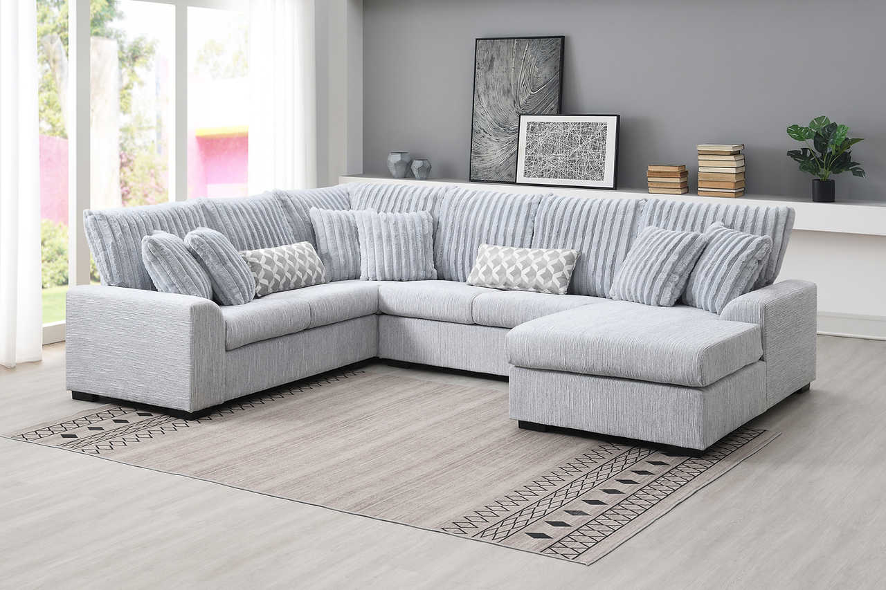 side view of Brady Grey Fabric Sectional sectional sofa