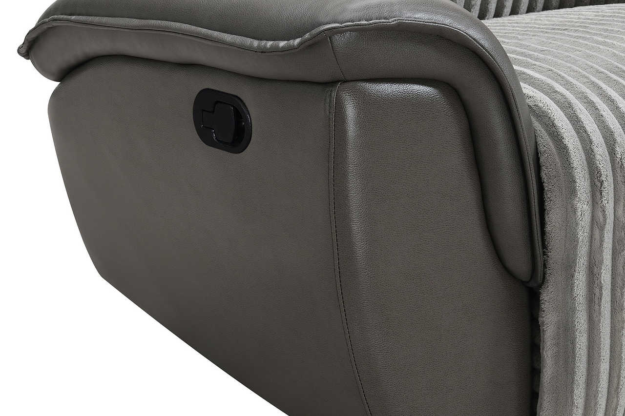 Back view of Twist Grey Reclining Sofa