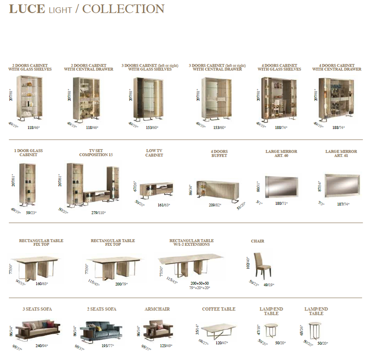 Overall dining room setup with Luce Collection Cabinet