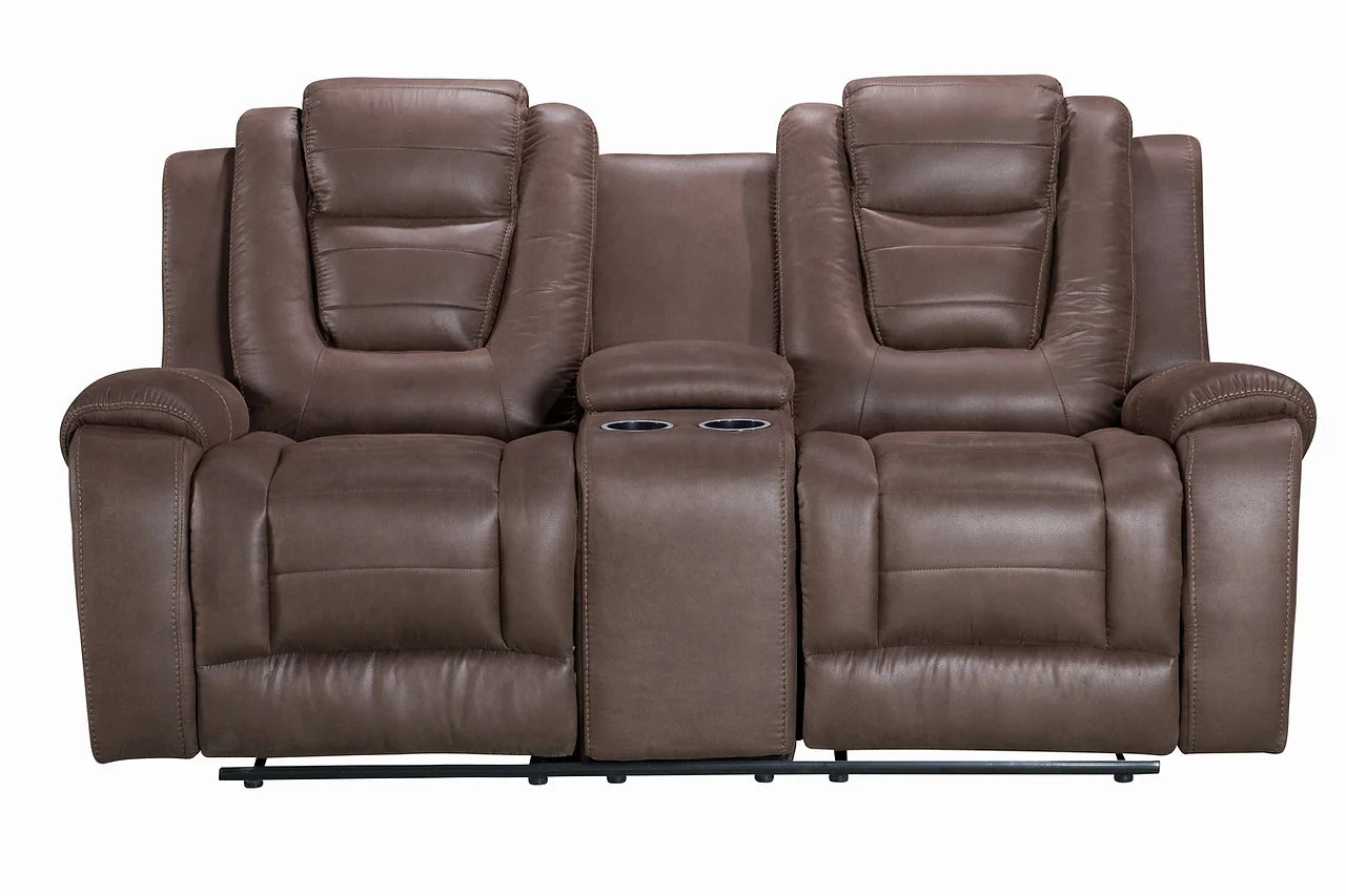 Close-up of upholstery on Galaxy Brown Reclining Loveseat