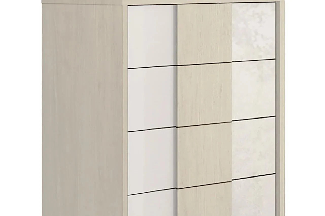 Side view angle of Tower White LED Panel Bedroom Set bed