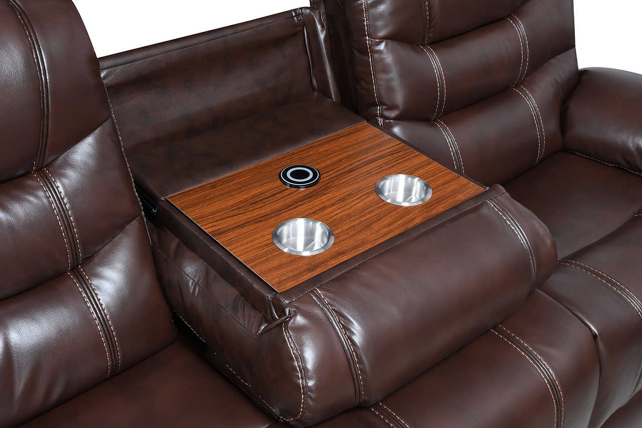 Delmar Brown Air Leather 3-Piece Reclining Set