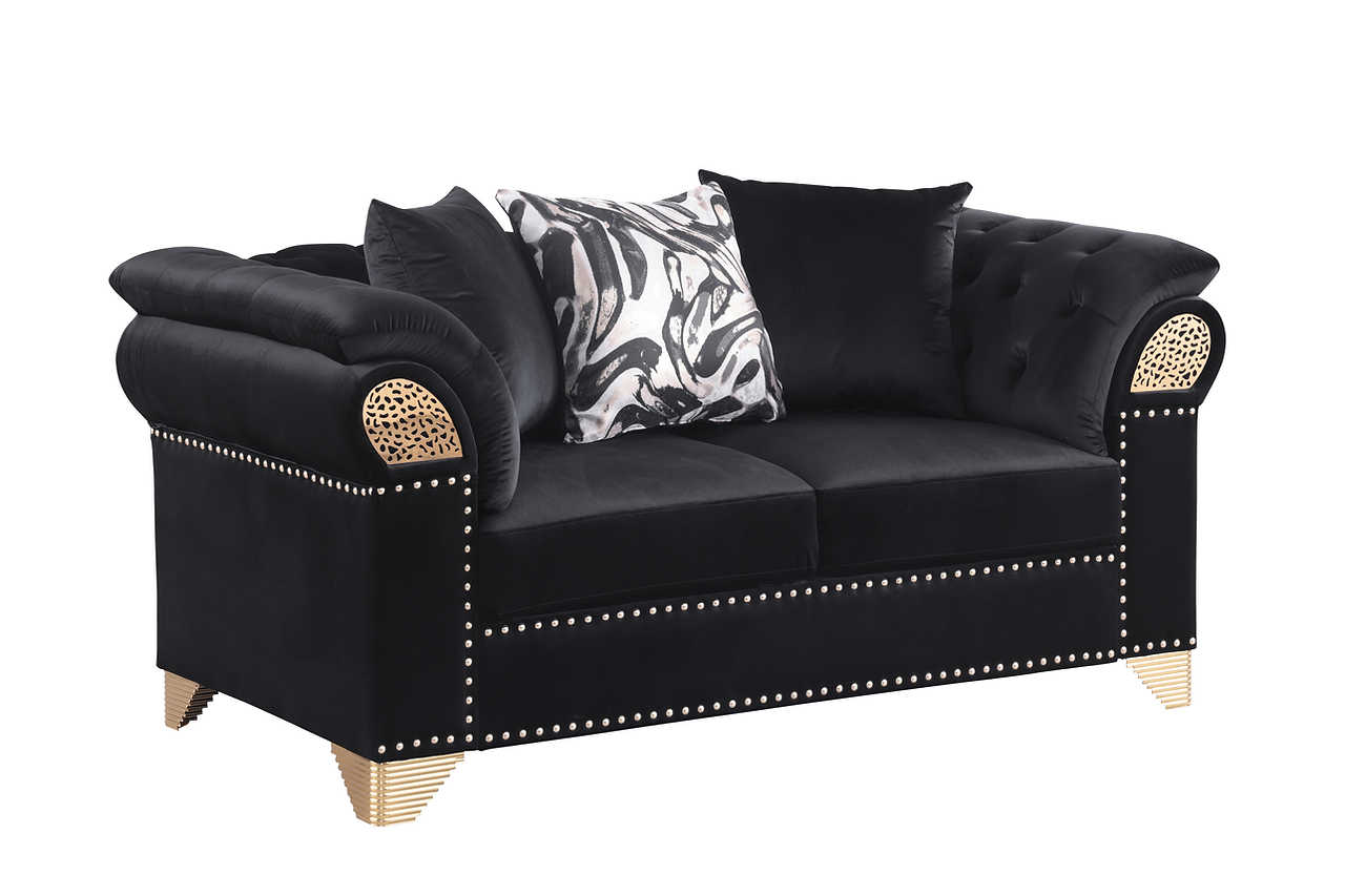 Close-up detail of Emma Black Velvet upholstery