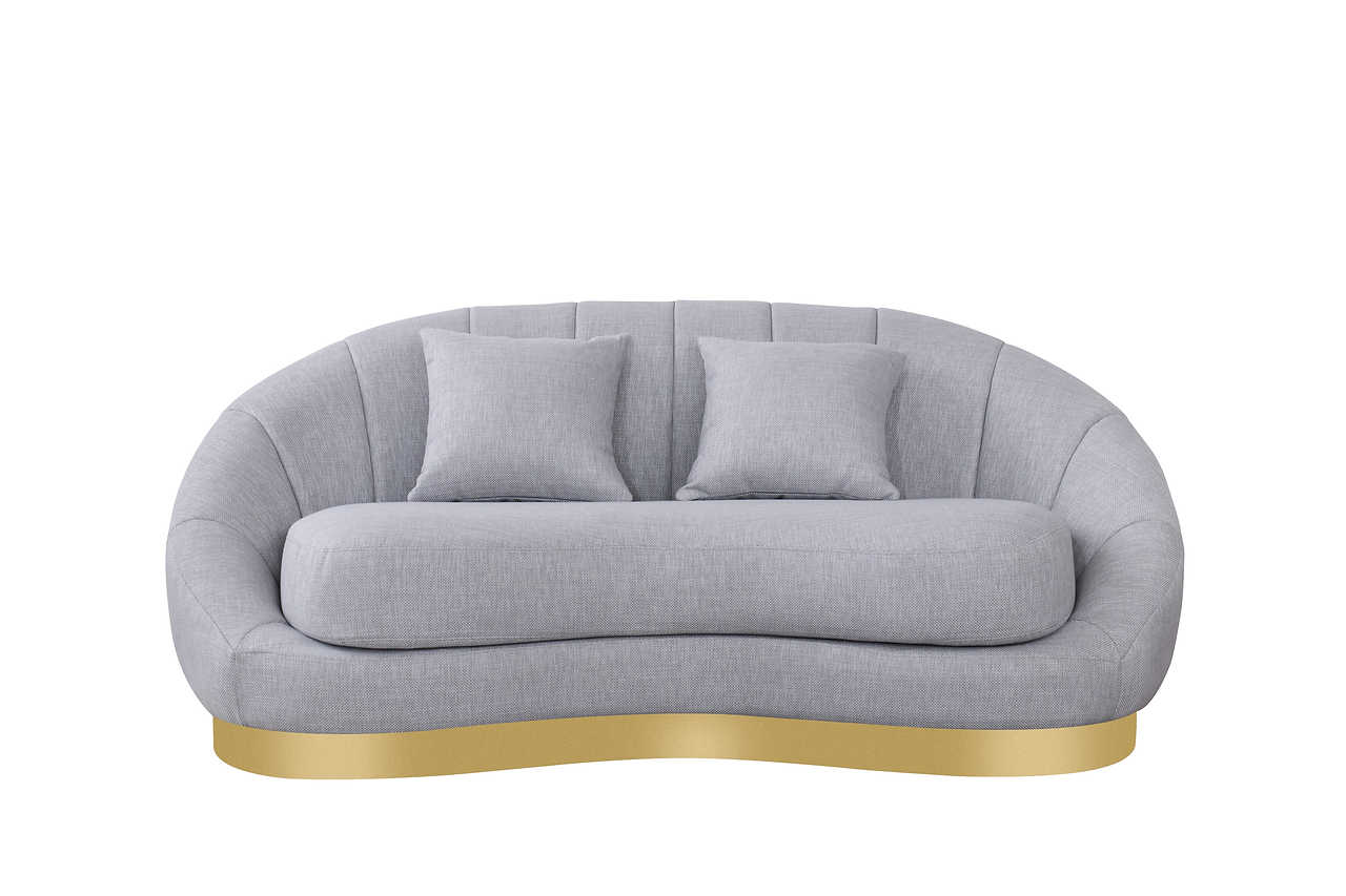 Olena Dove Grey loveseat frontal angle