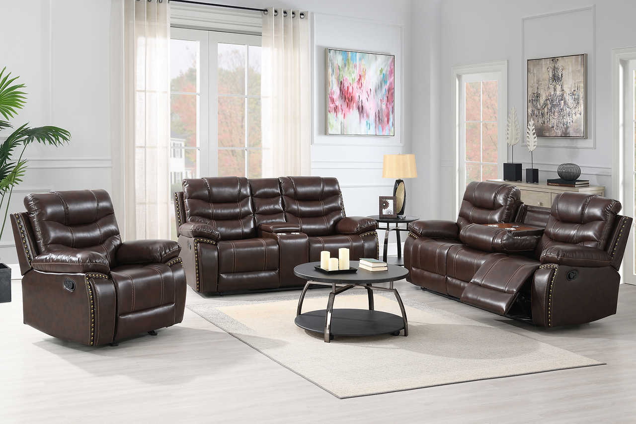 Delmar Brown Air Leather 3-Piece Reclining Set