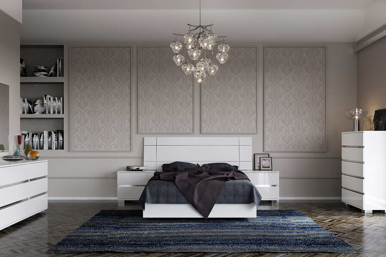 Full view of Dream Collection King Bed in white high gloss