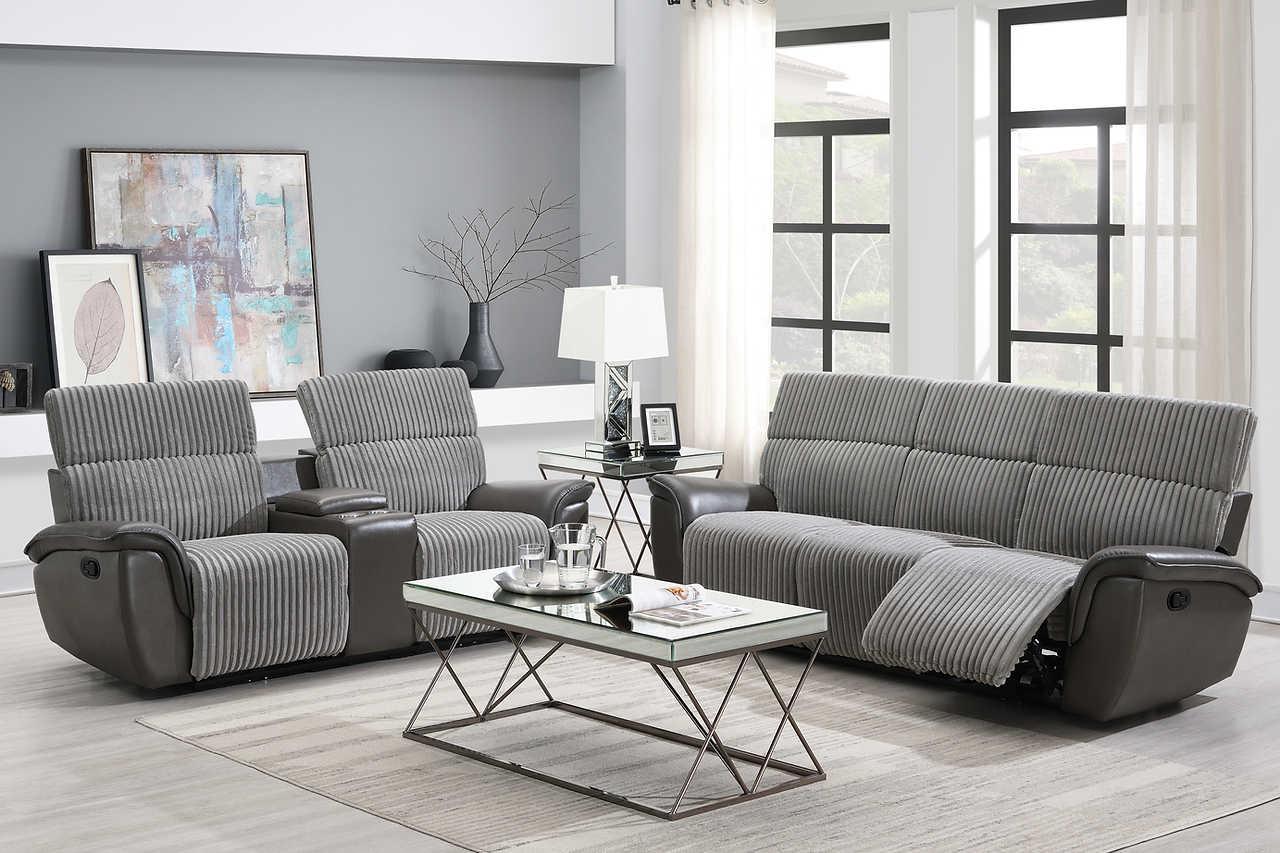 Twist Grey Reclining Loveseat side view