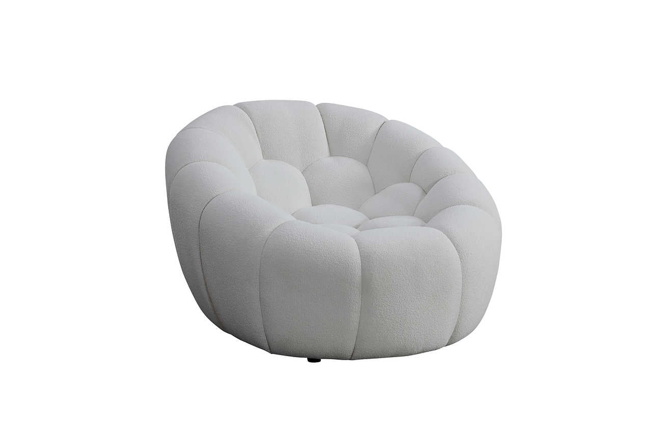 Bubbles White Boucle chair side view