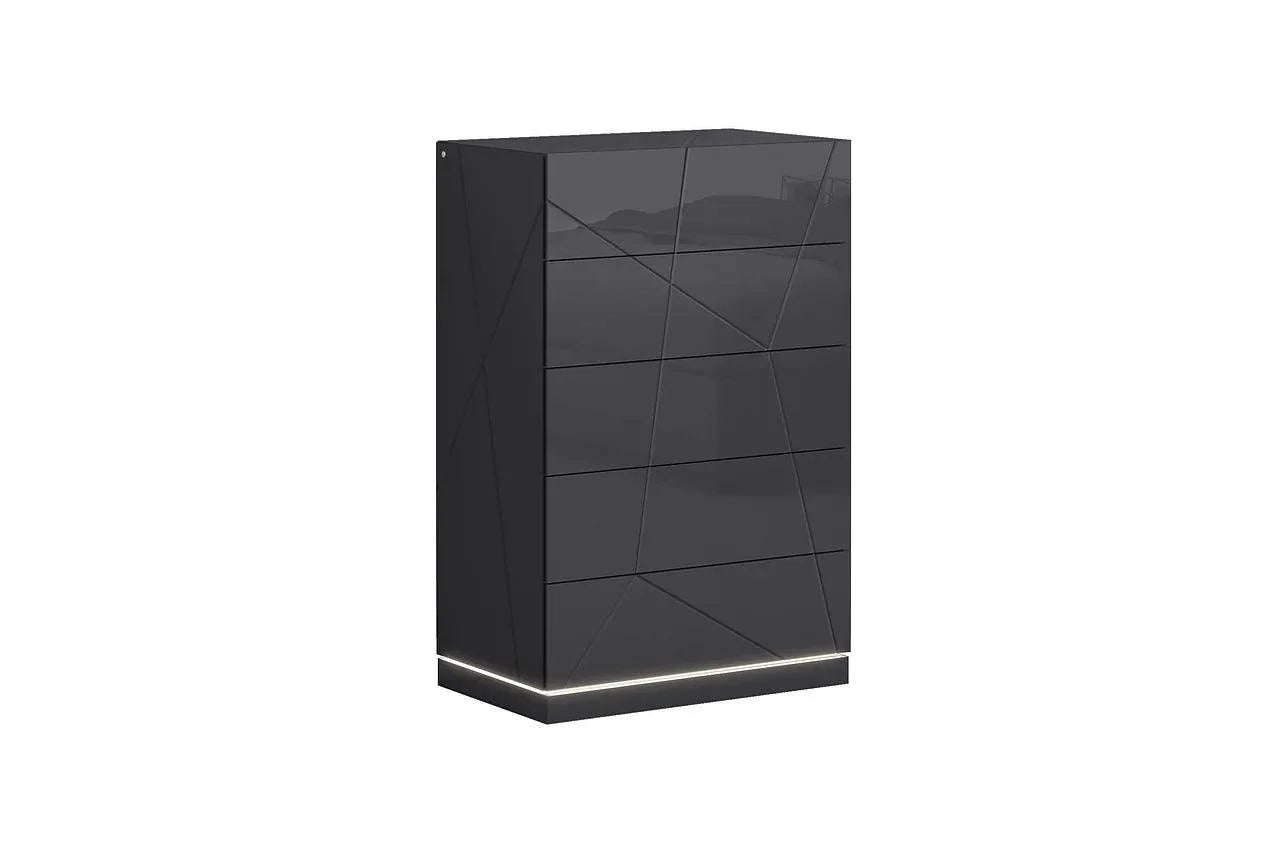 Zoe Graphite Nightstand side view with drawer open