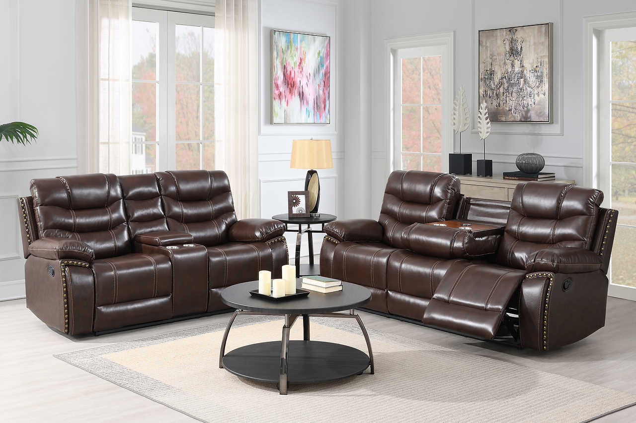 Delmar Brown Air Leather 3-Piece Reclining Set