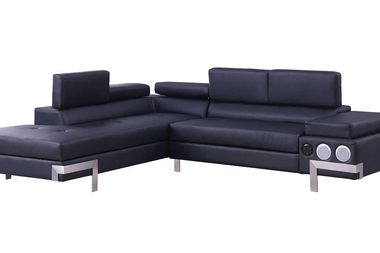 Room setting with Magic Black PU sectional sofa