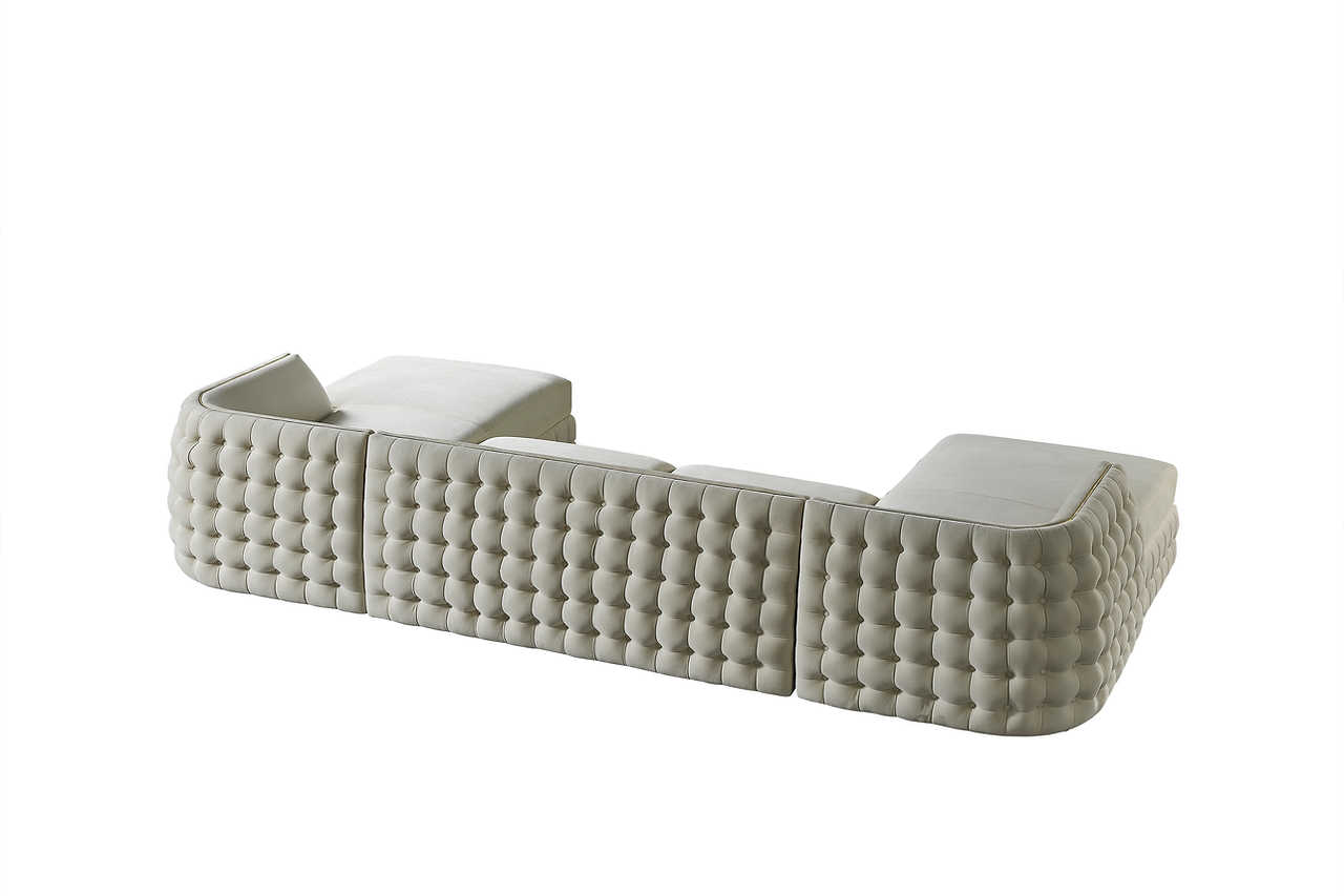 Side angle of Sicilya Off White Sectional sofa