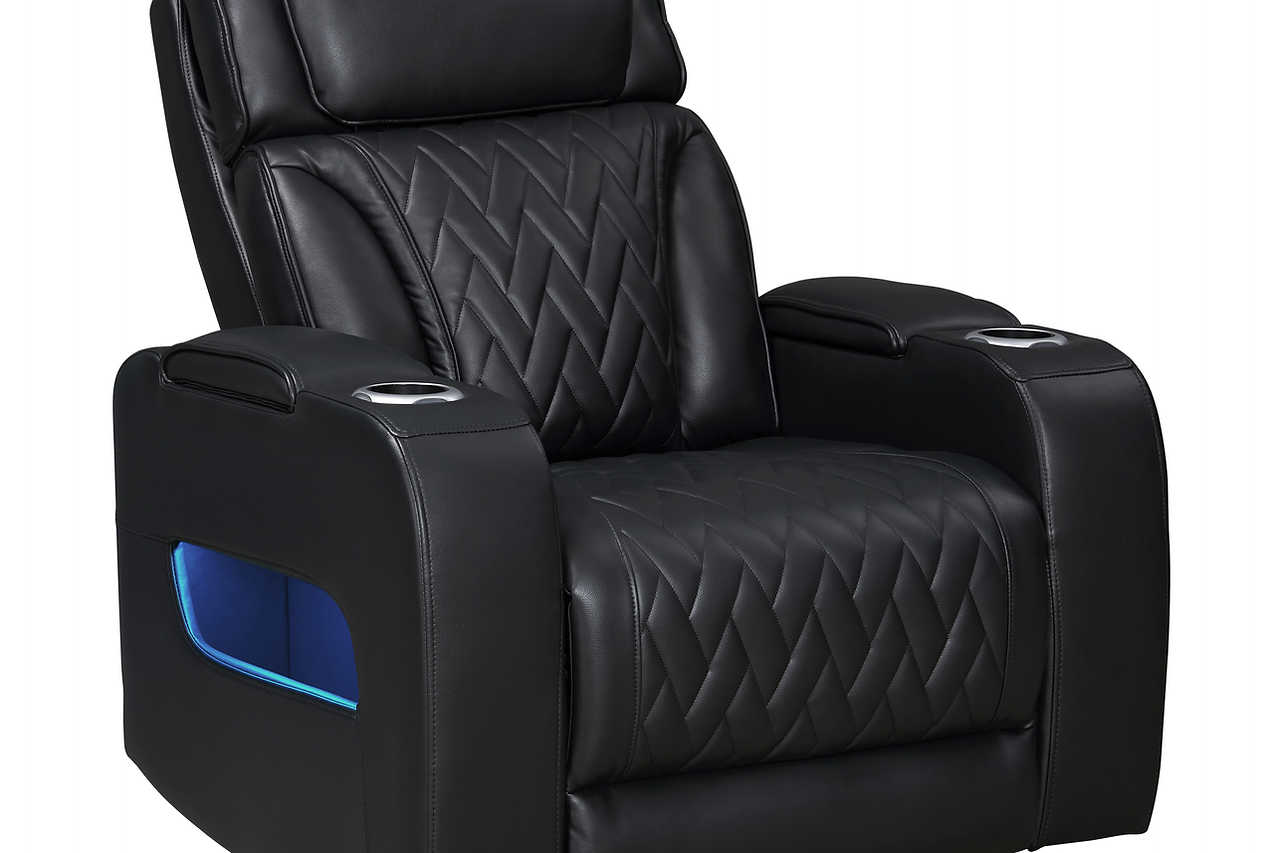 Storage arm with cupholders on sofa