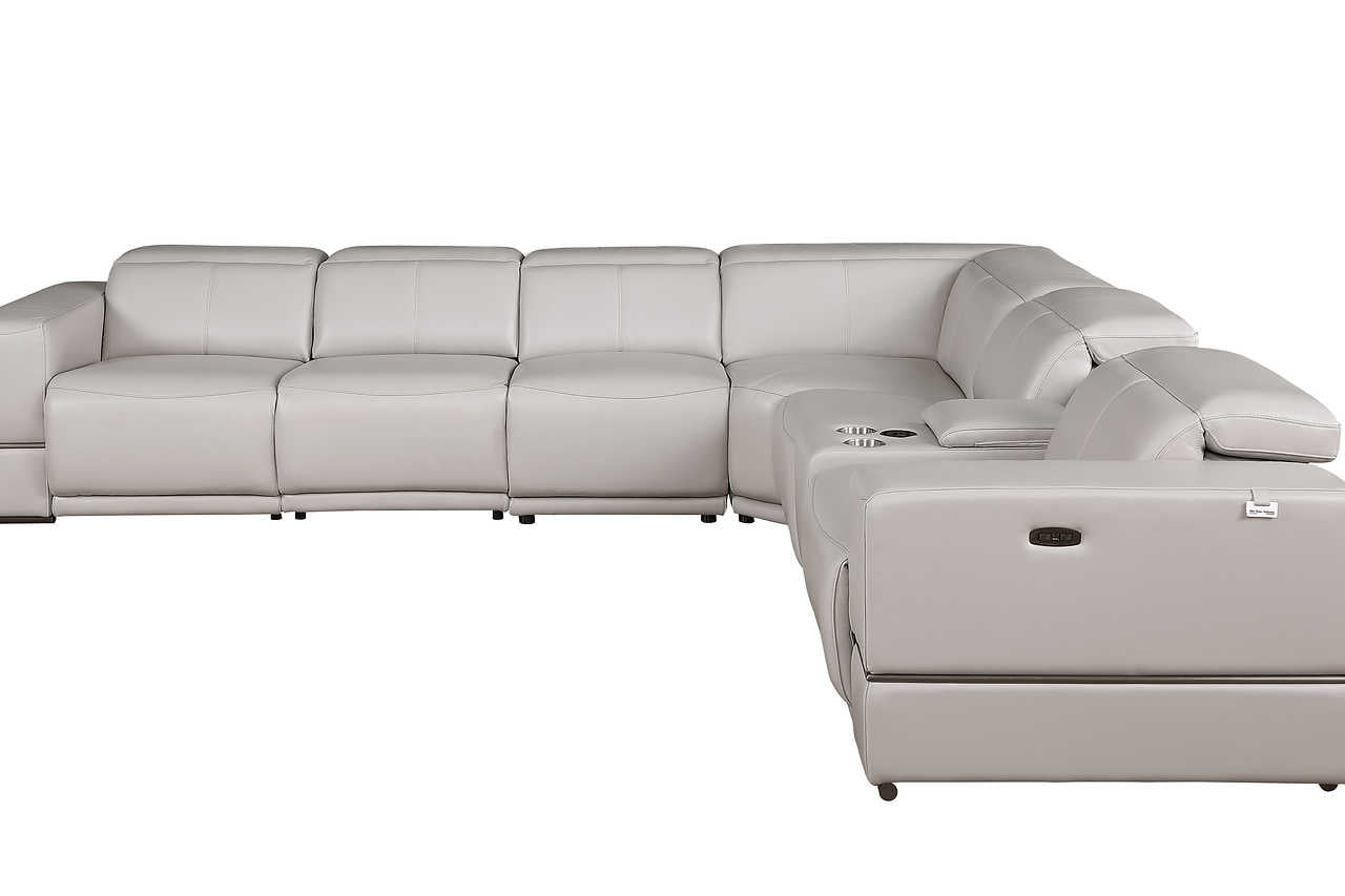 Side view of Franco sectional showing power headrest adjustment