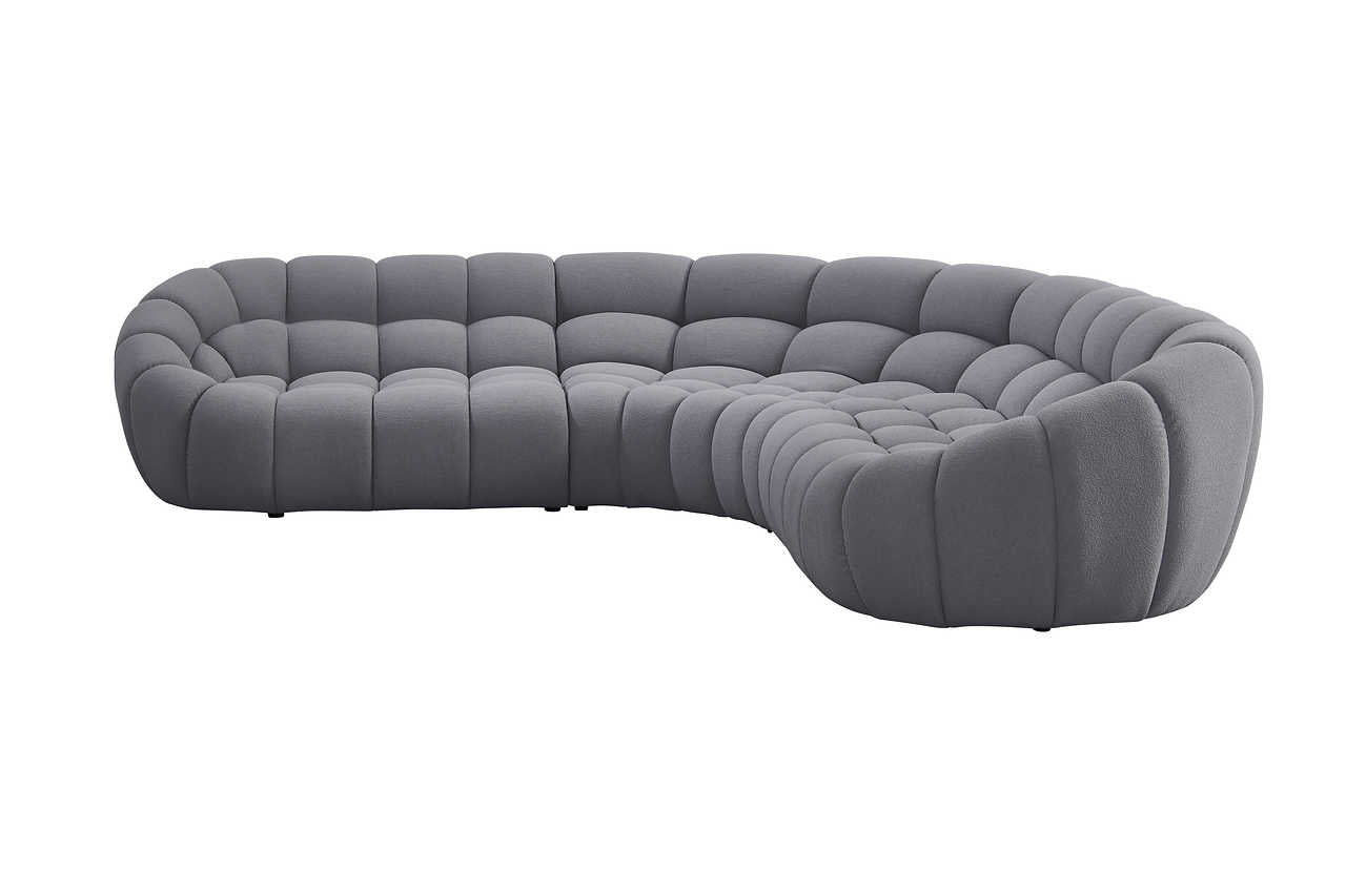 Side angle of Bubbles Gray sectional sofa