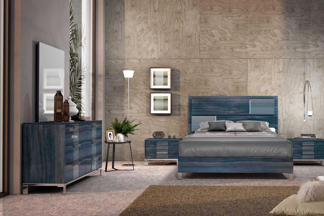 Delia Blue/Grey modern contemporary Italian king bed frame