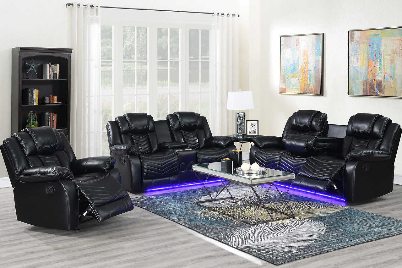Lucky Charm reclining sofa with drop-down table and LED lighting
