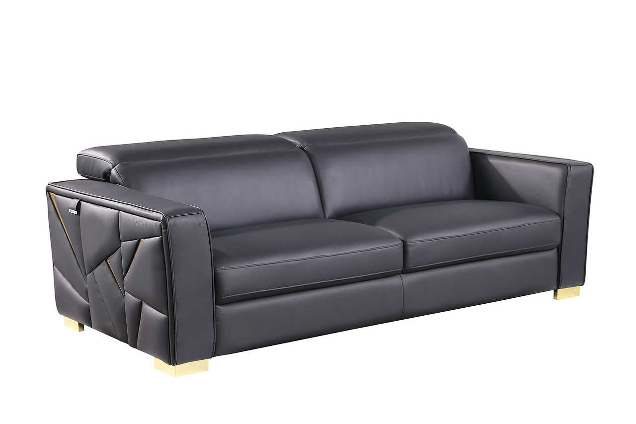 Astra Dark Navy Leather Living Room Set