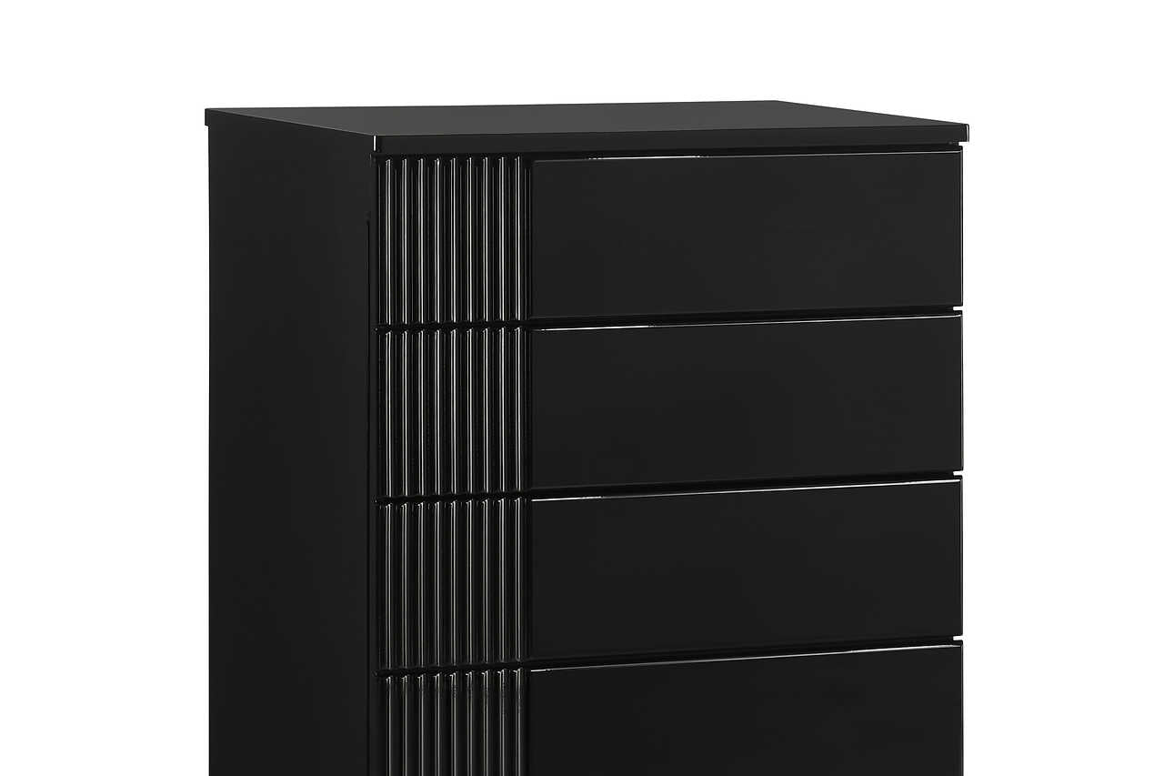 Side angle of Modena Black LED Panel Bedroom Set bed
