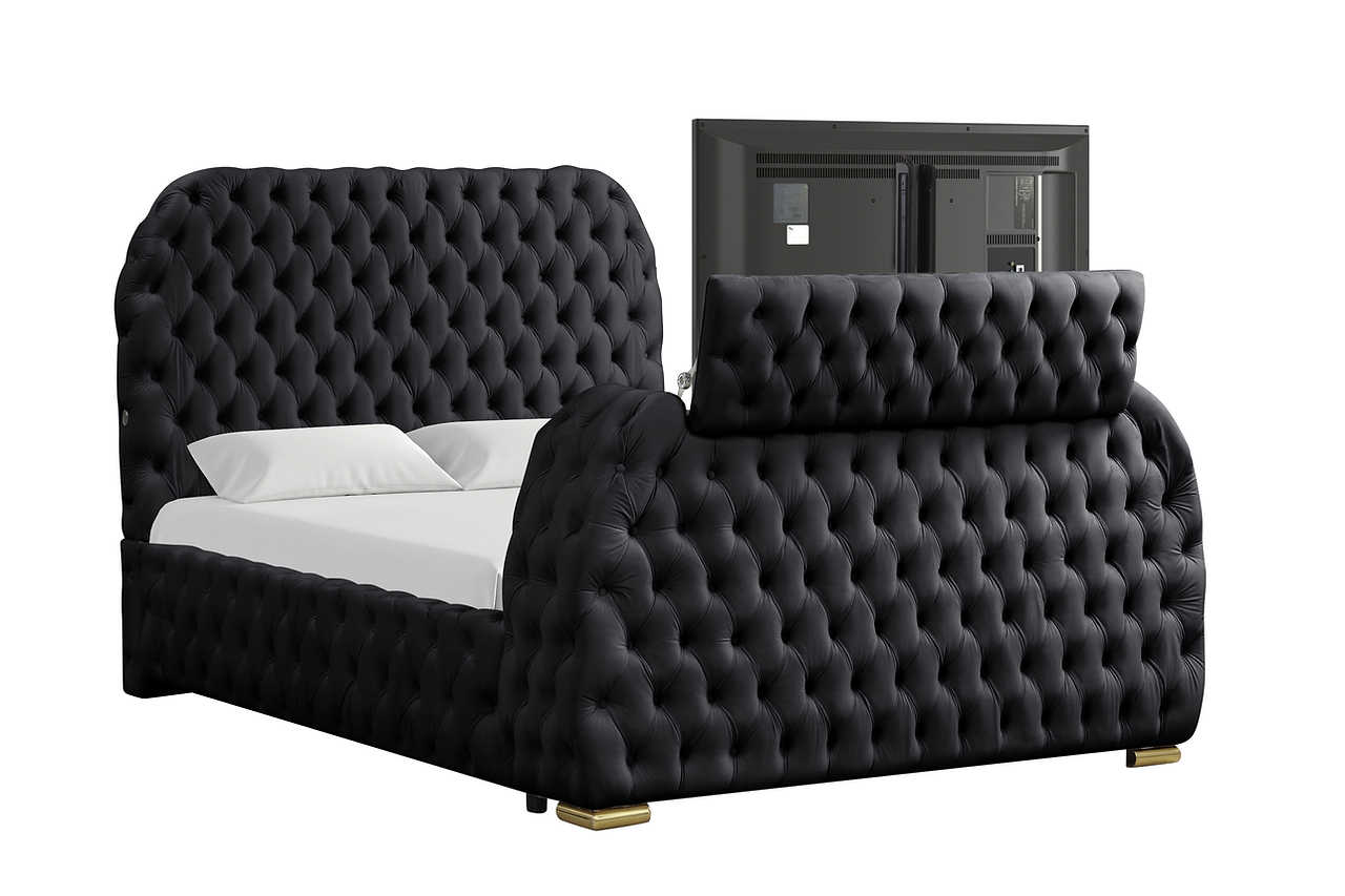 Footboard showing multi-color LED fireplace display