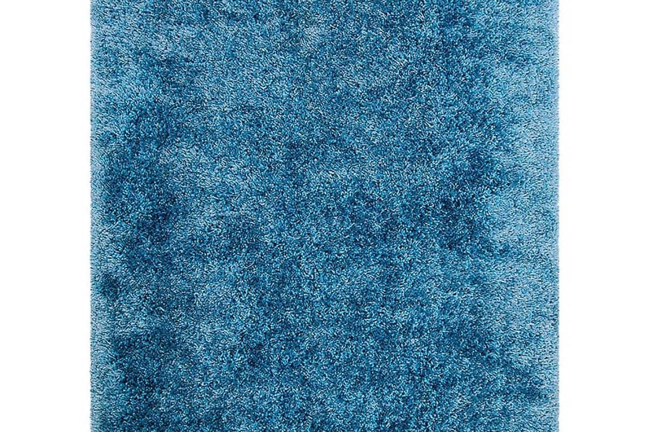Afro Shag Turquoise Modern Transitional Art Silk Shine Rug front angle
