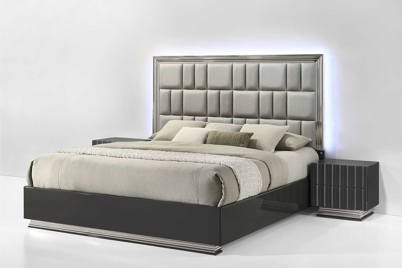 Mona Gray Chest in a modern bedroom setting