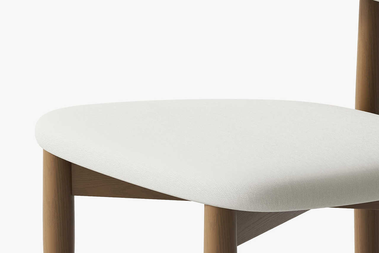 Back view of Ash Cream Dining Chair with visible walnut ash wood finish