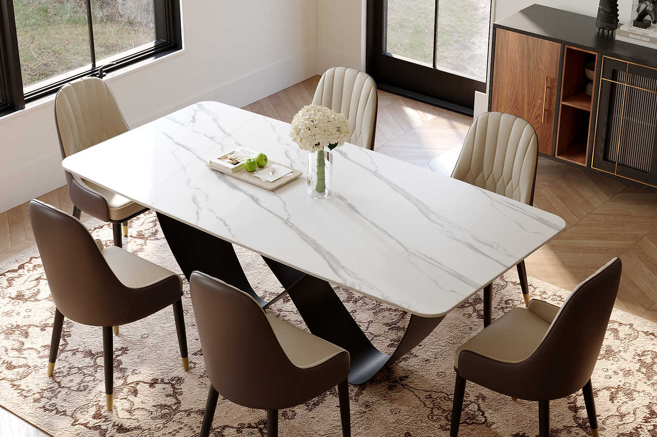 Side view of Jewel table highlighting carbon steel butterfly base