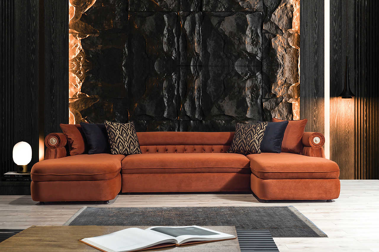 Brooklyn Orange Sectional sofa side view