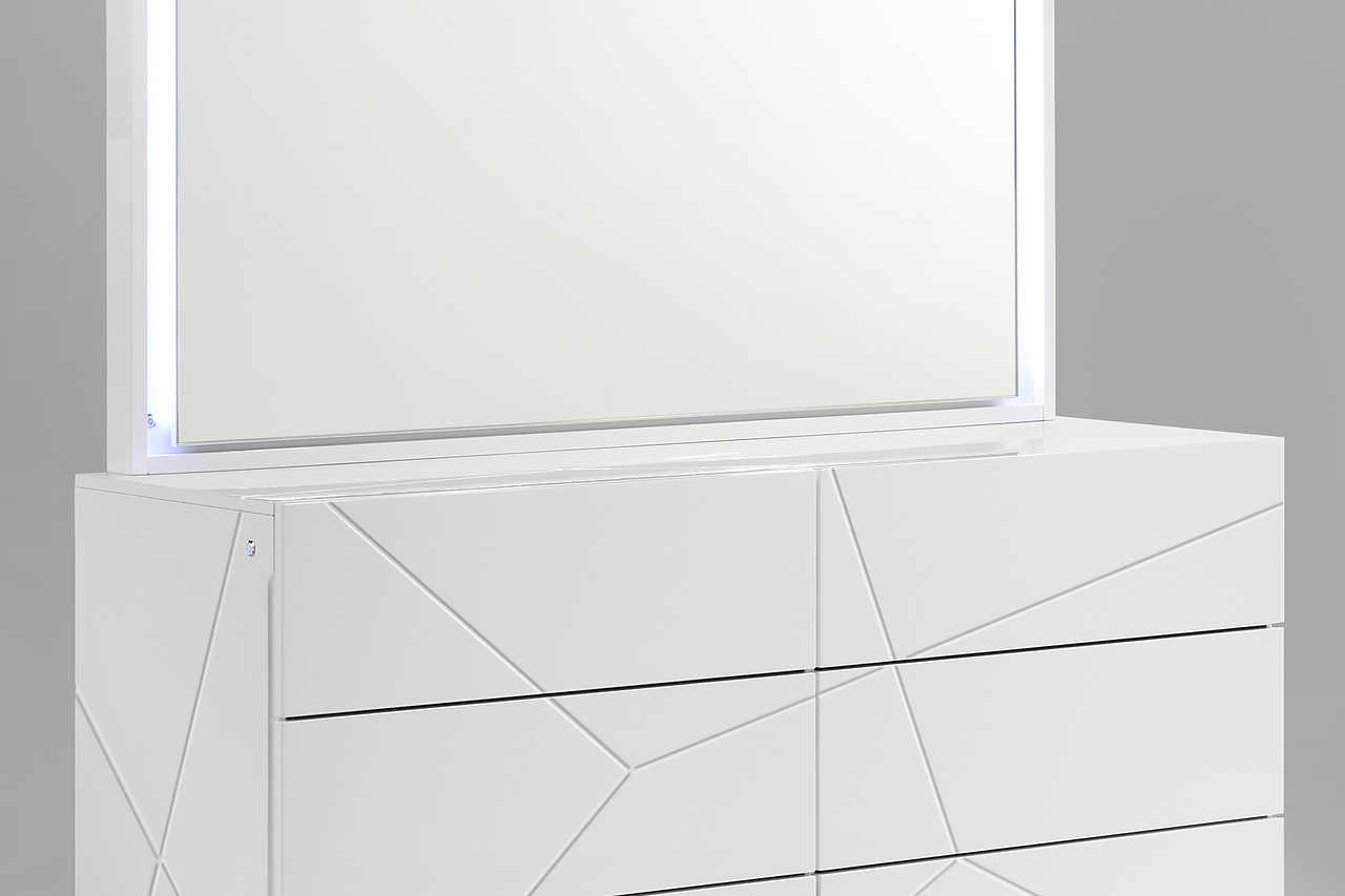 Lana Queen Bed headboard with white upholstery