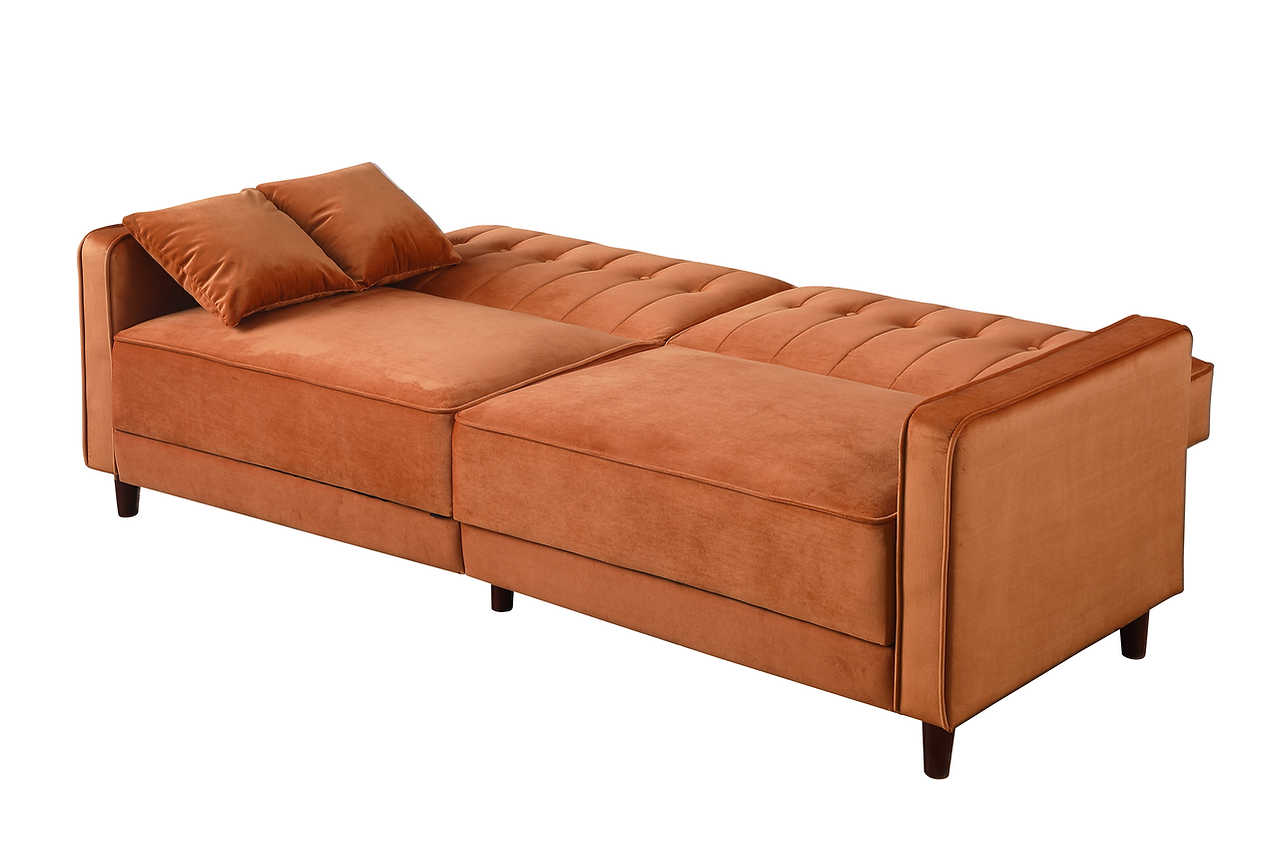 Cozy Rust Sofa Bed close-up fabric detail