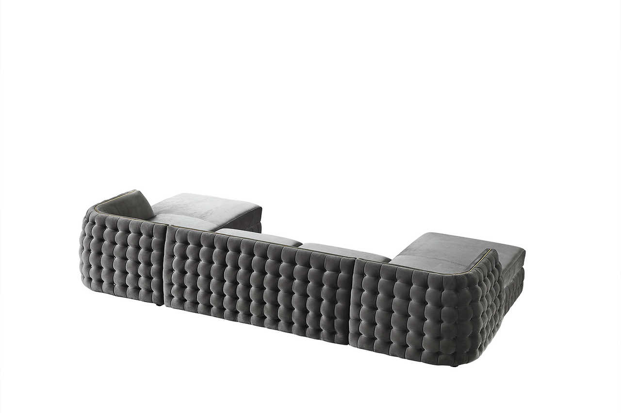 detail view of Sicilya Grey Sectional sofa fabric