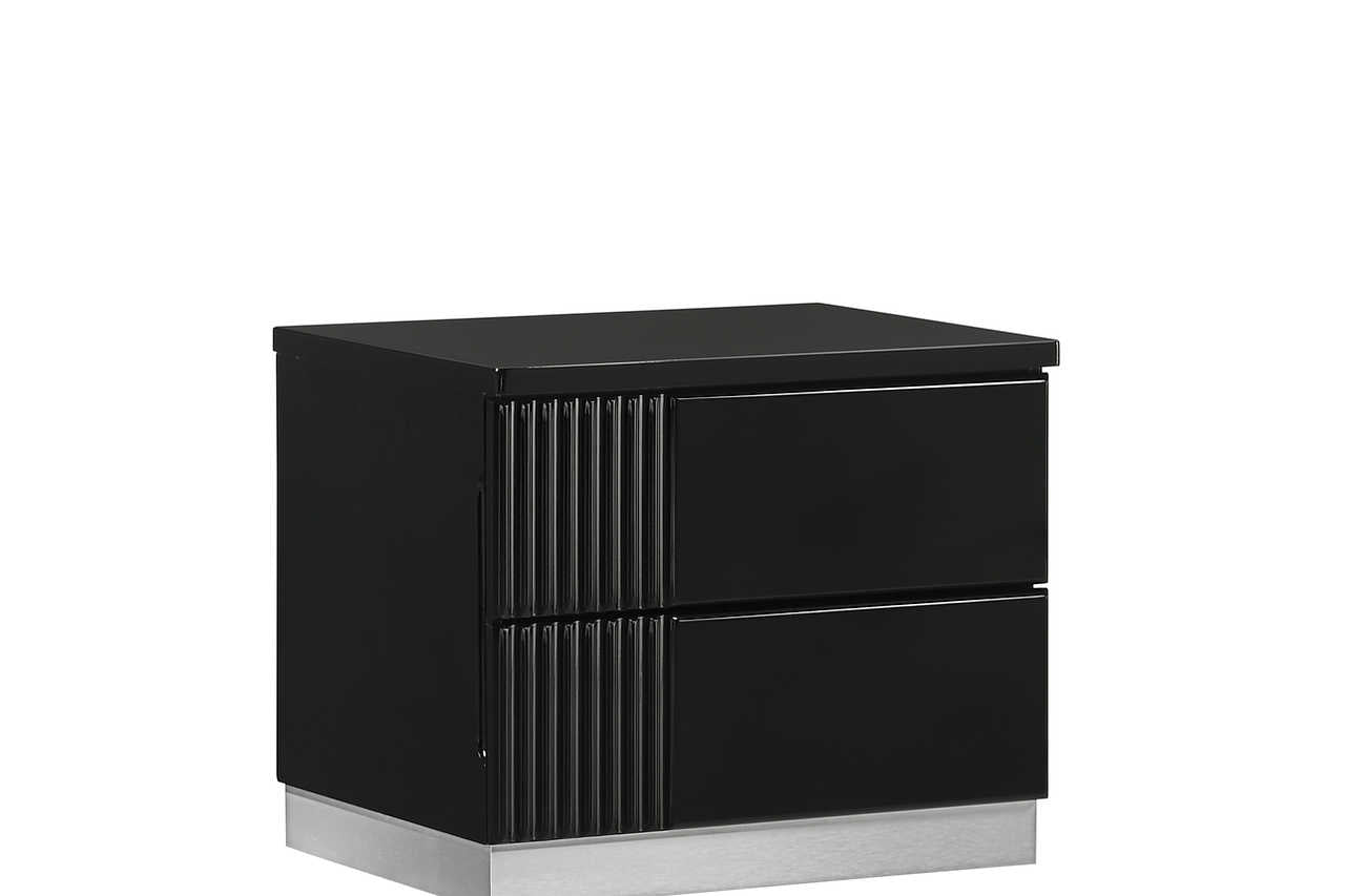 Modena Black LED Panel Bedroom Set bed front angle