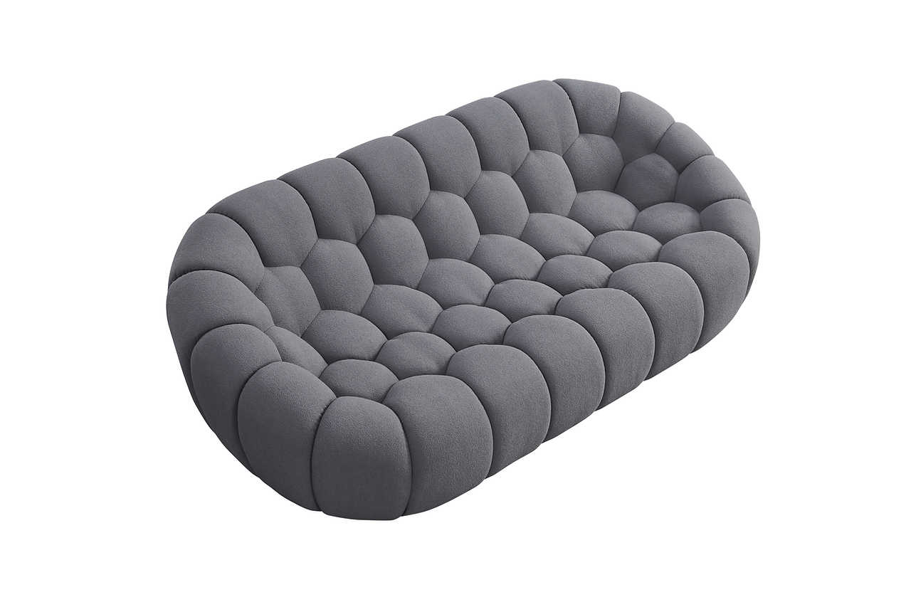 Bubbles Gray Boucle Living Room Set front angle