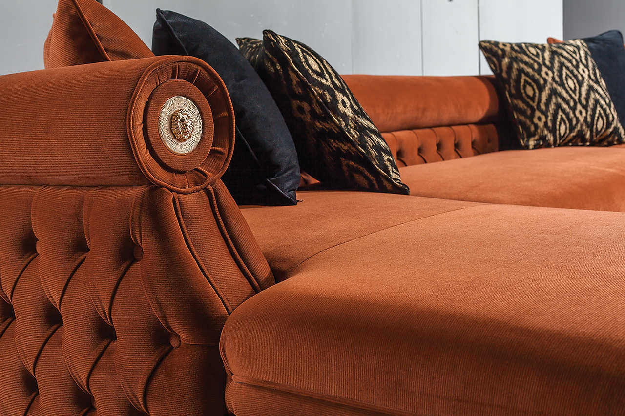 Brooklyn Orange Sectional sofa side angle